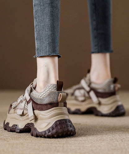 Yellow Zircon Platform Breathable Mesh Splicing Lace Up