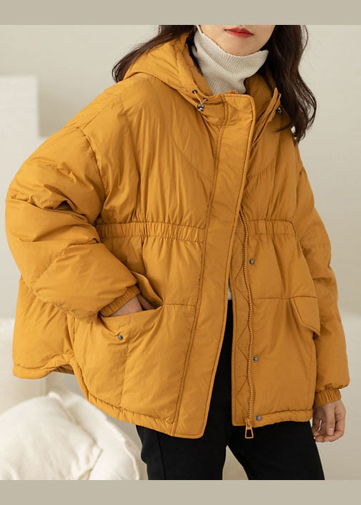Yellow Warm Duck Down Coat Hooded Winter