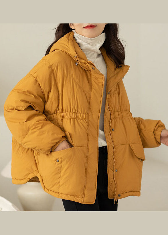 Yellow Warm Duck Down Coat Hooded Winter
