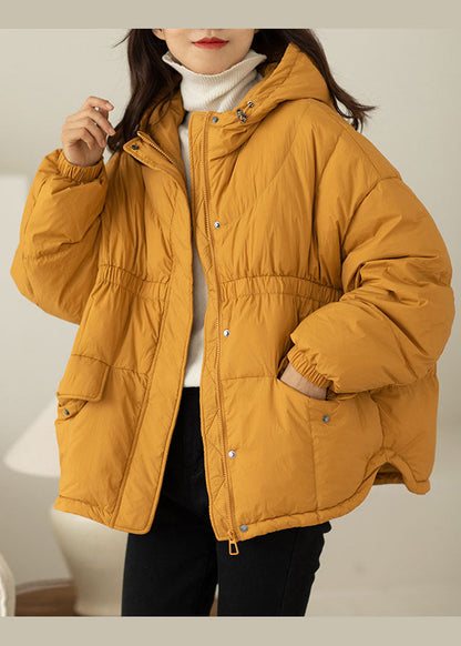 Yellow Warm Duck Down Coat Hooded Winter