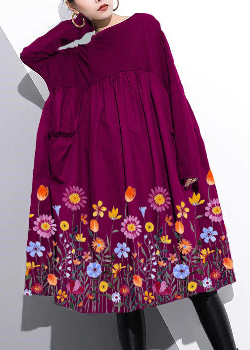 Cinched O Neck Cotton Clothes for Tutorials Rose Dresses