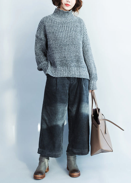 Autumn Dark Blue Corduroy Pants Harem Pants