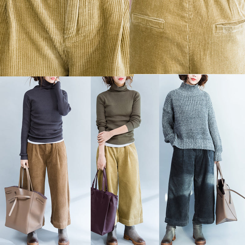 Autumn Dark Blue Corduroy Pants Harem Pants