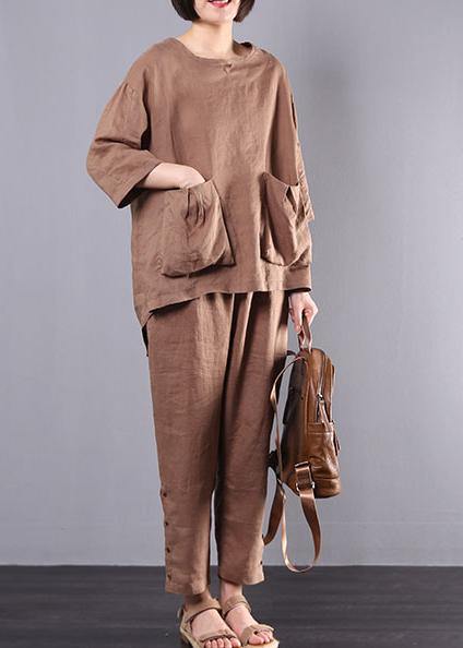 Autumn New Dark Khaki Big Pockets Tops and Trousers