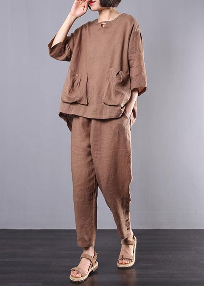Autumn New Dark Khaki Big Pockets Tops and Trousers