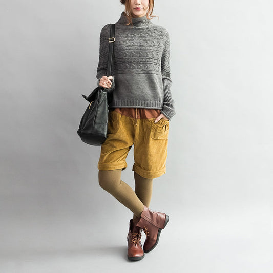 Autumn Thick Gray Woolen Cable Knit Sweaters Chunky Oversize Warm Knit Tops