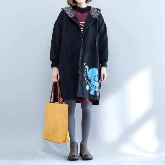 Autumn Winter New Thick Cotton Coats Hooded Pritns Cardigans Coat
