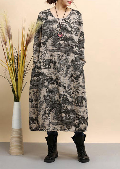 Khaki Oversized Cotton Dresses Shirt Dress Blouses