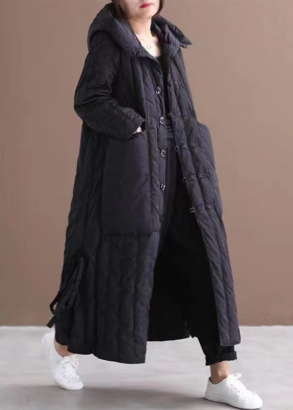 - Winter Overcoat Beige Hooded Large Pockets Coat