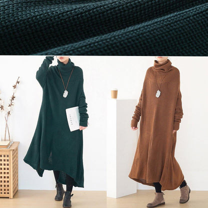 Back Open Sweater High Neck Dress Outfit Moda Blackish Green Hipster Knitted Tops