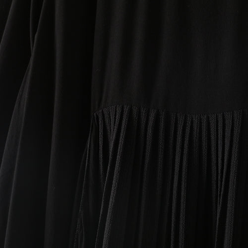 Baggy Black Natural Chiffon Dress Asymmetric Hem Caftans New O Neck Gown