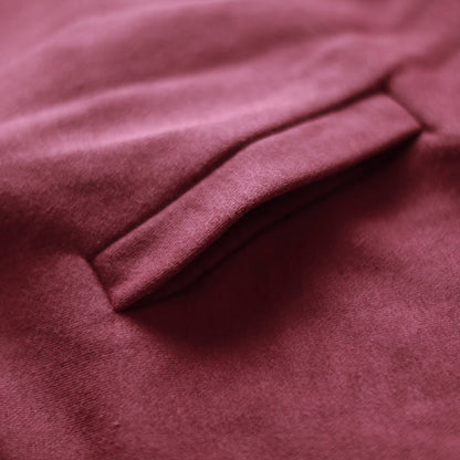 baggy burgundy Midi-length cotton t shirt plus size traveling blouse vintage long sleeve high collar cotton clothing