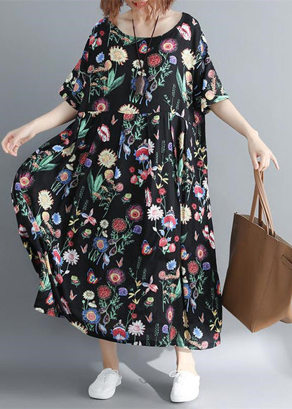 Baggy Cotton Blended Maxi Dress Oversize O Neck Caftans Boutique Baggy Dresses Gown