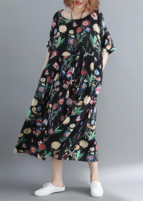 Baggy Cotton Blended Maxi Dress Oversize O Neck Caftans Boutique Baggy Dresses Gown