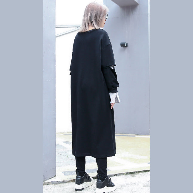 Baggy Khaki Cotton Caftans Clothing O Neck Traveling Clothing Pockets Patchwork Autumn Dress