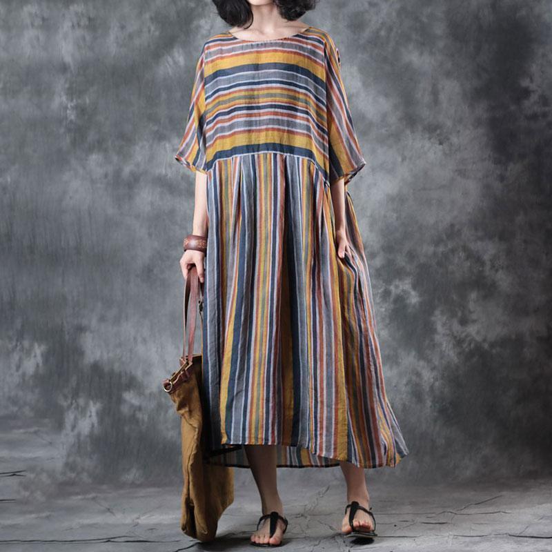 Baggy Linen Summer Dress Oversize Loose Retro Ramie 12 Sleeve Summer Dress