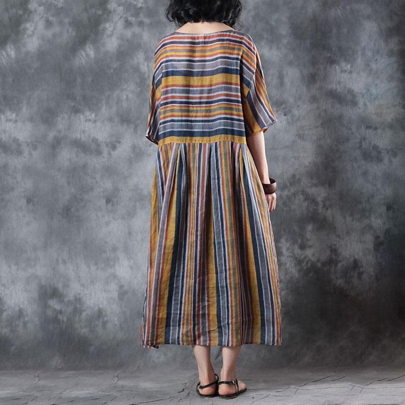 Baggy Linen Summer Dress Oversize Loose Retro Ramie 12 Sleeve Summer Dress
