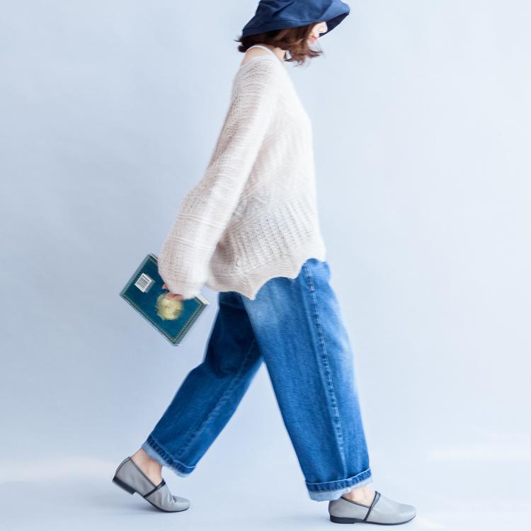 Beige White Knit Sweaters Ruffles Sweater