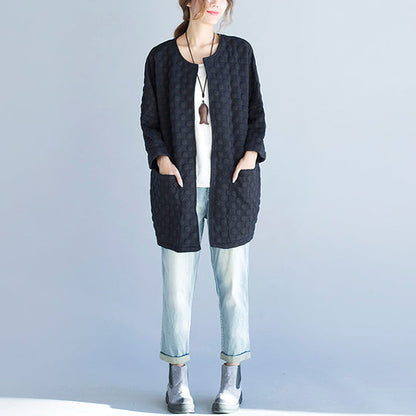 Black Cotton Cardigan Bracelet Sleeved Cardigan Outwear