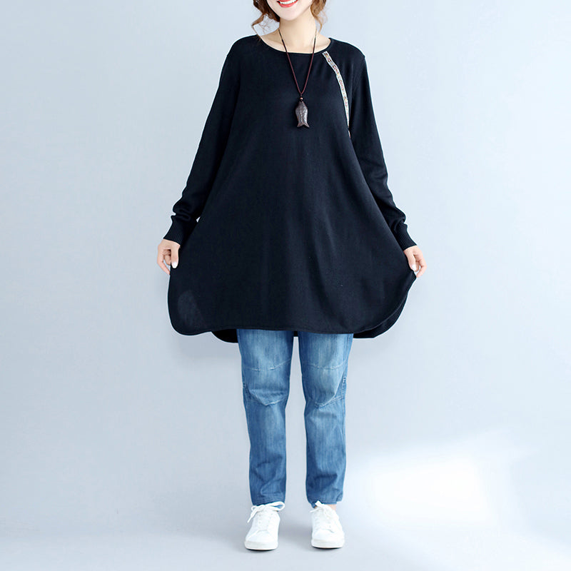 Black Knit Sweater Dresses Long Sleeve Knit Dress