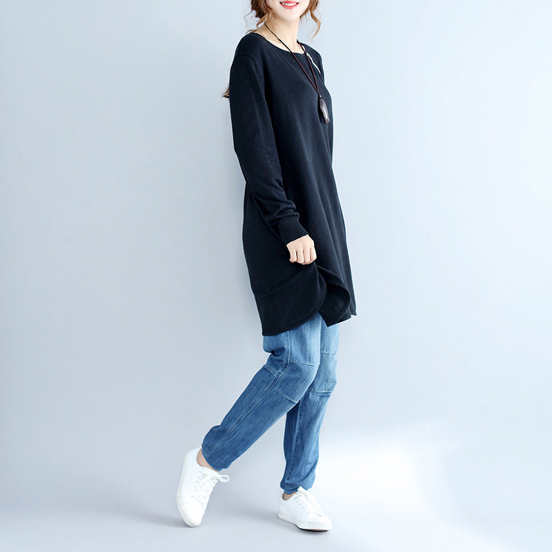 Black Knit Sweater Dresses Long Sleeve Knit Dress