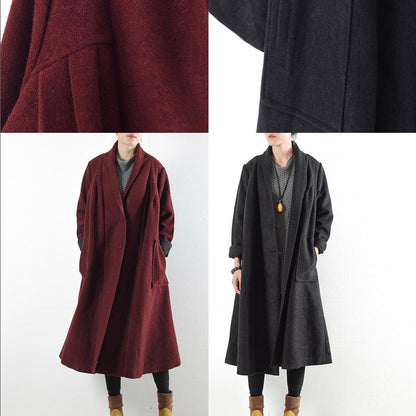 Black Warm Woolen Coats Outwear Winter Outfits Oversize Jackets Long