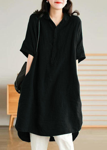 Jade Dark Green-snowflake Linen Linen Shirt Dress