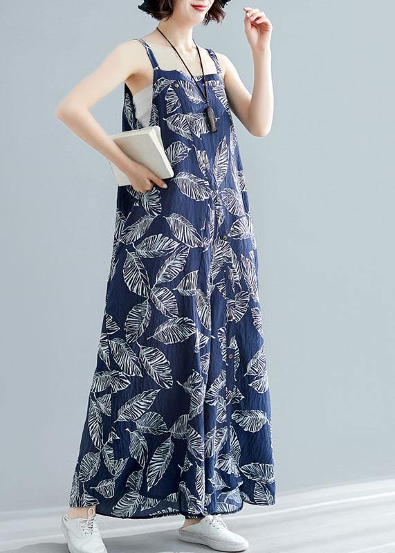Blue Prints Summer Asymmetric Button Jumpsuit Pants Cotton Carpenter Pants