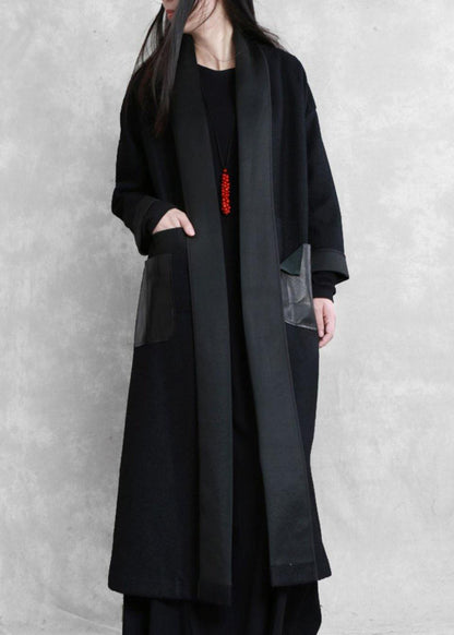Boutique Long Winter Coat Winter Woolen Outwear Black Woolen Outwear