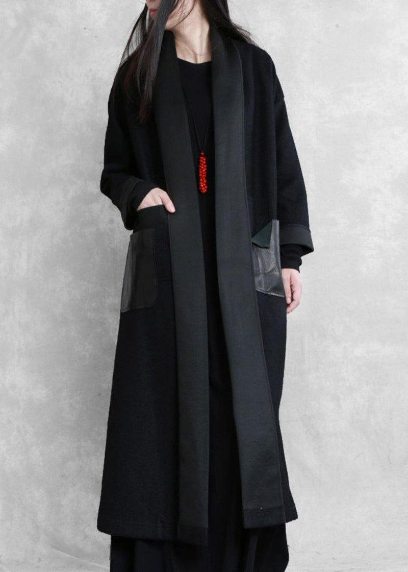 Boutique Long Winter Coat Winter Woolen Outwear Black Woolen Outwear
