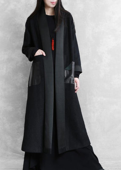 Boutique Long Winter Coat Winter Woolen Outwear Black Woolen Outwear