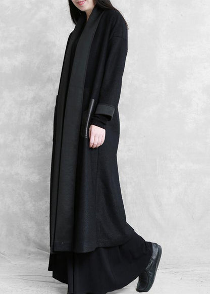 Boutique Long Winter Coat Winter Woolen Outwear Black Woolen Outwear