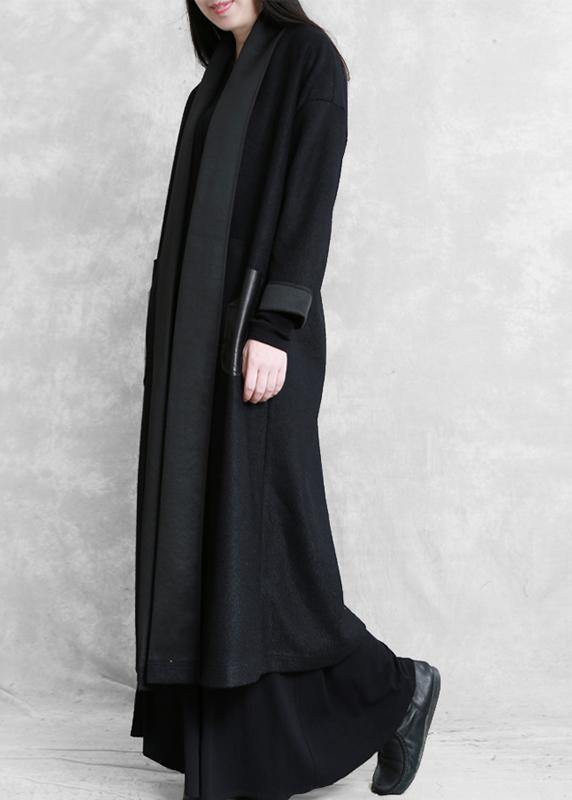 Boutique Long Winter Coat Winter Woolen Outwear Black Woolen Outwear