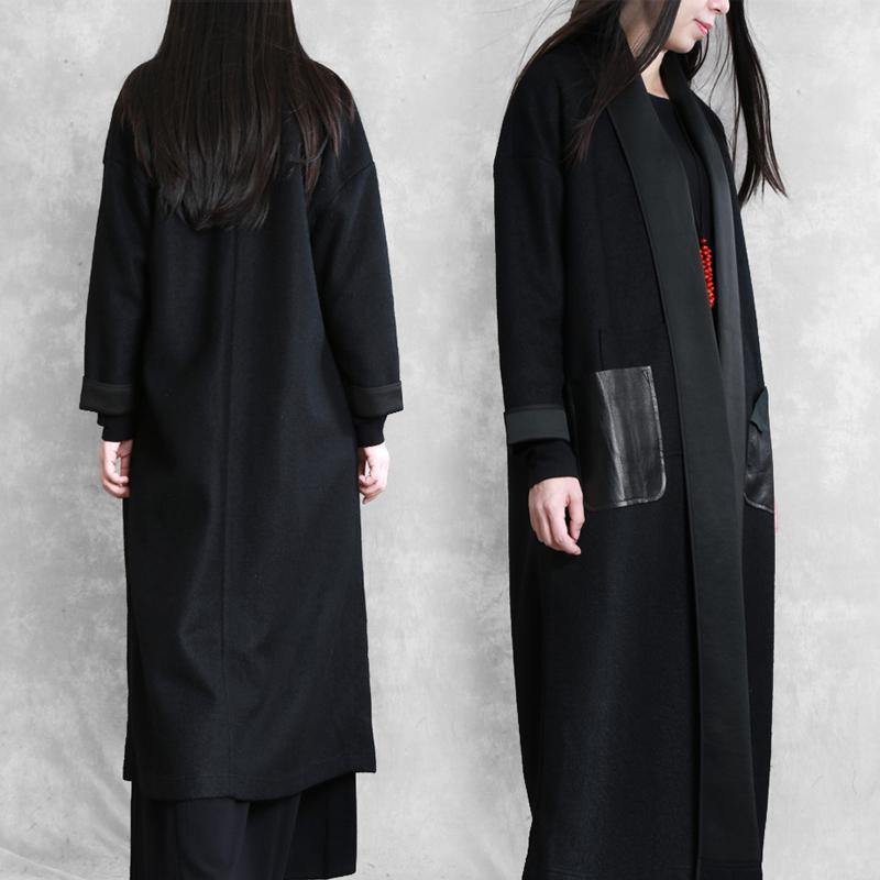 Boutique Long Winter Coat Winter Woolen Outwear Black Woolen Outwear