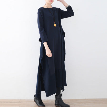 Boutique Bark Blue Sweater Dresses Clothing Sweater Side Open Fall Dresses Faux Two Pieces