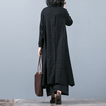 Boutique Black Jacquard Coats Oversize Baggy Large Hem Asymmetrical Design Outwear Patchwork Maxi Coat