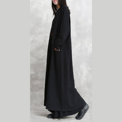 Boutique Black Coat Stand Pockets Maxi Coat Long Sleeve Baggy Coats