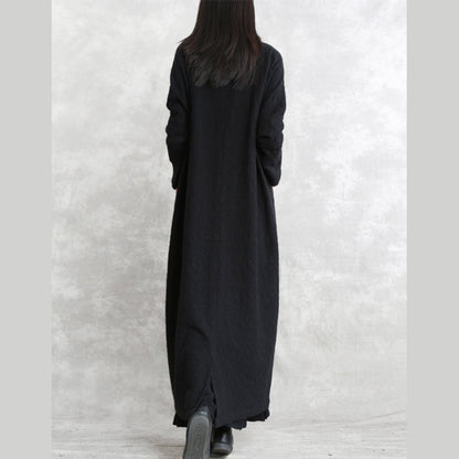 Boutique Black Coat Stand Pockets Maxi Coat Long Sleeve Baggy Coats