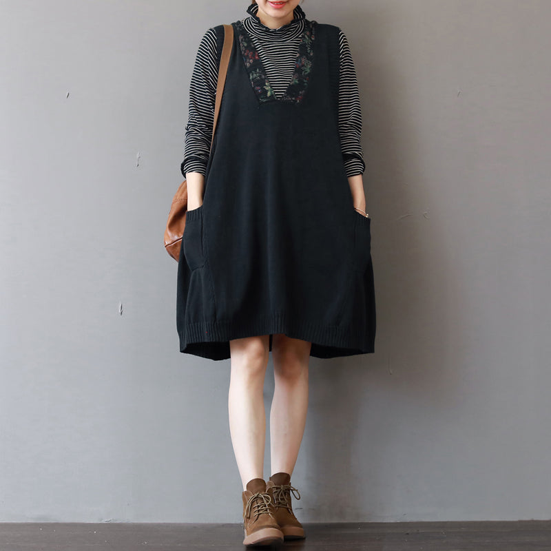 Boutique Black Pure Cotton Dresses Holiday Dresses Hooded Sleeveless Cotton Clothing Dresses