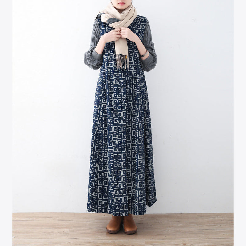 Boutique Black Cotton Polyester Coat Prints Outwear Sleeveless Maxi Coat