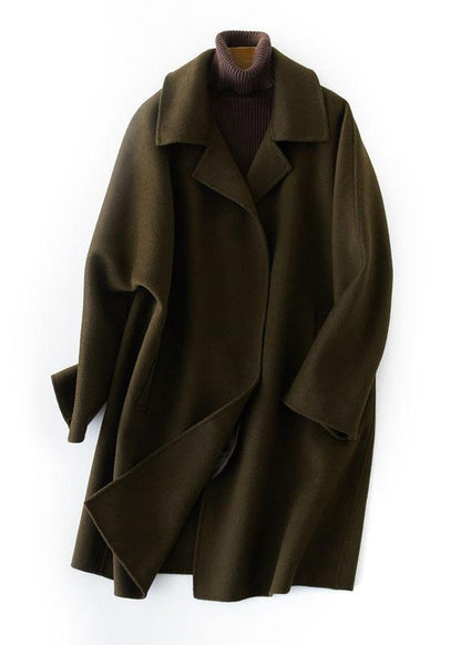 Boutique Brown Woolen Coat Jackets & Coats Straight Coat Lapel Collar