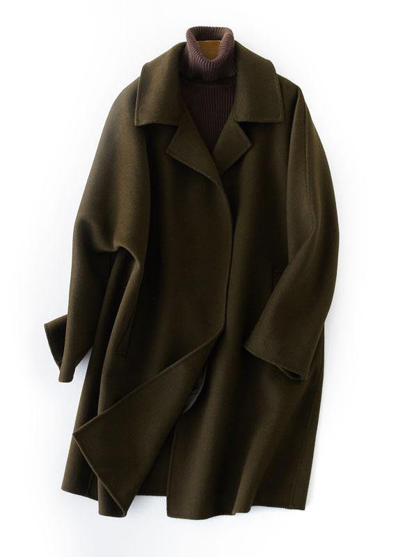 Boutique Brown Woolen Coat Jackets & Coats Straight Coat Lapel Collar