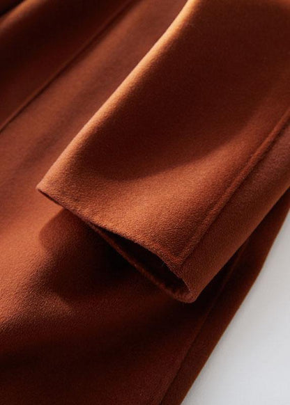Boutique Brown Woolen Coat Jackets & Coats Straight Coat Lapel Collar