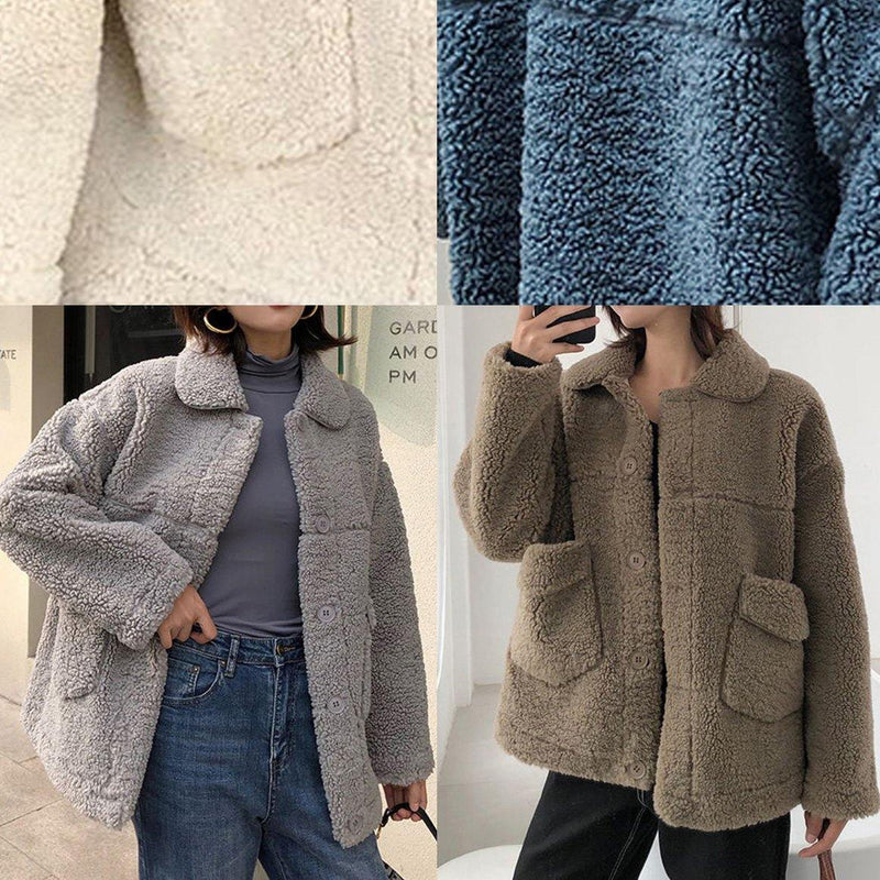 Boutique Brown Wool Overcoat Medium Length Jackets Winter Coats Lapel Collar