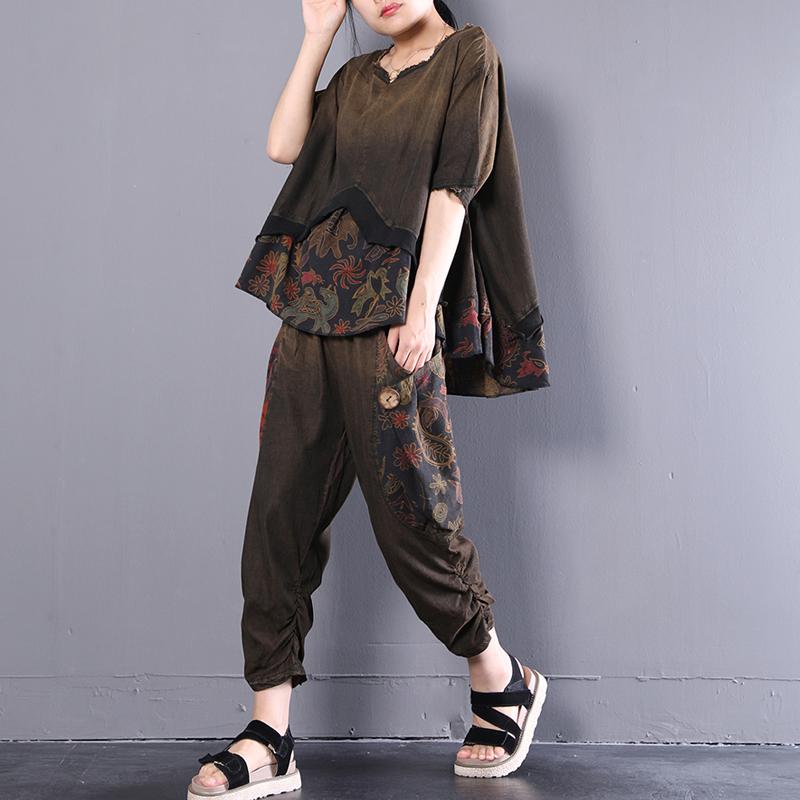 Boutique Cotton Blouses Oversize Retro Summer Loose Suits