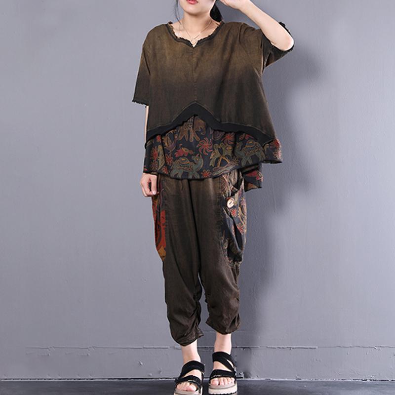 Boutique Cotton Blouses Oversize Retro Summer Loose Suits