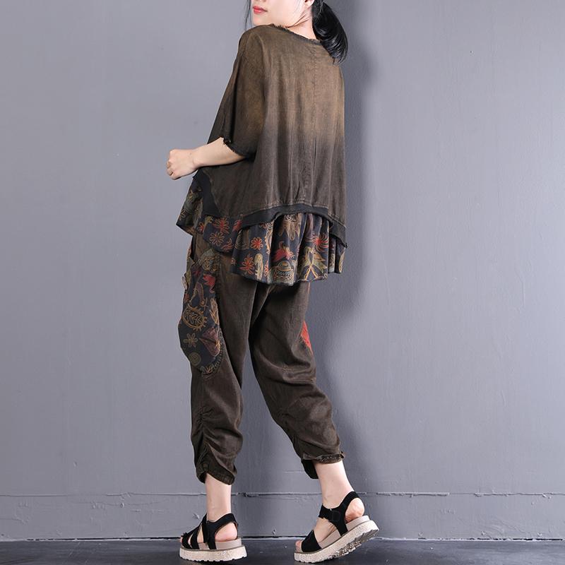 Boutique Cotton Blouses Oversize Retro Summer Loose Suits