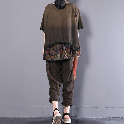 Boutique Cotton Blouses Oversize Retro Summer Loose Suits