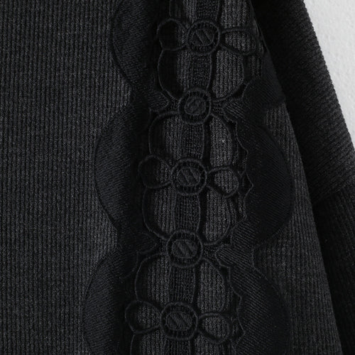 Boutique Dark Gray Linen Dresses Lack Patchwork Traveling Dress Asymmetrical Maxi Dresses