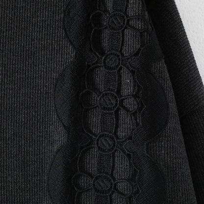 Boutique Dark Gray Linen Dresses Lack Patchwork Traveling Dress Asymmetrical Maxi Dresses